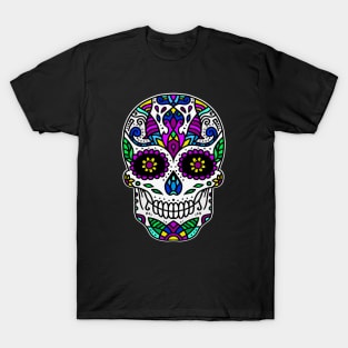 Retro Dia De Los Muertos Shirt. Vintage Sugar Skull with Flowers Cool Dia De Muertos Gift T-Shirt